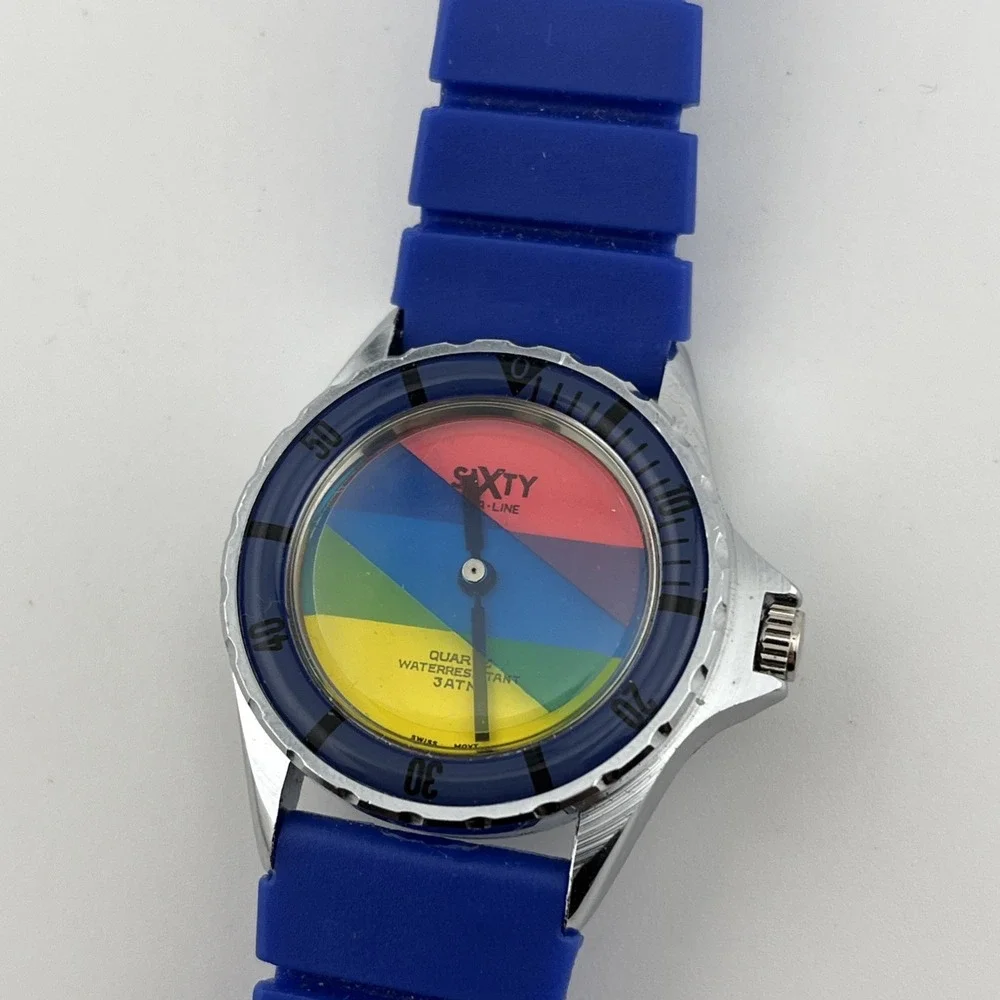 Vintage 1986 Le Jour Sea Line Sixty Color Wheel Watch Blue Band-For Parts/Repair